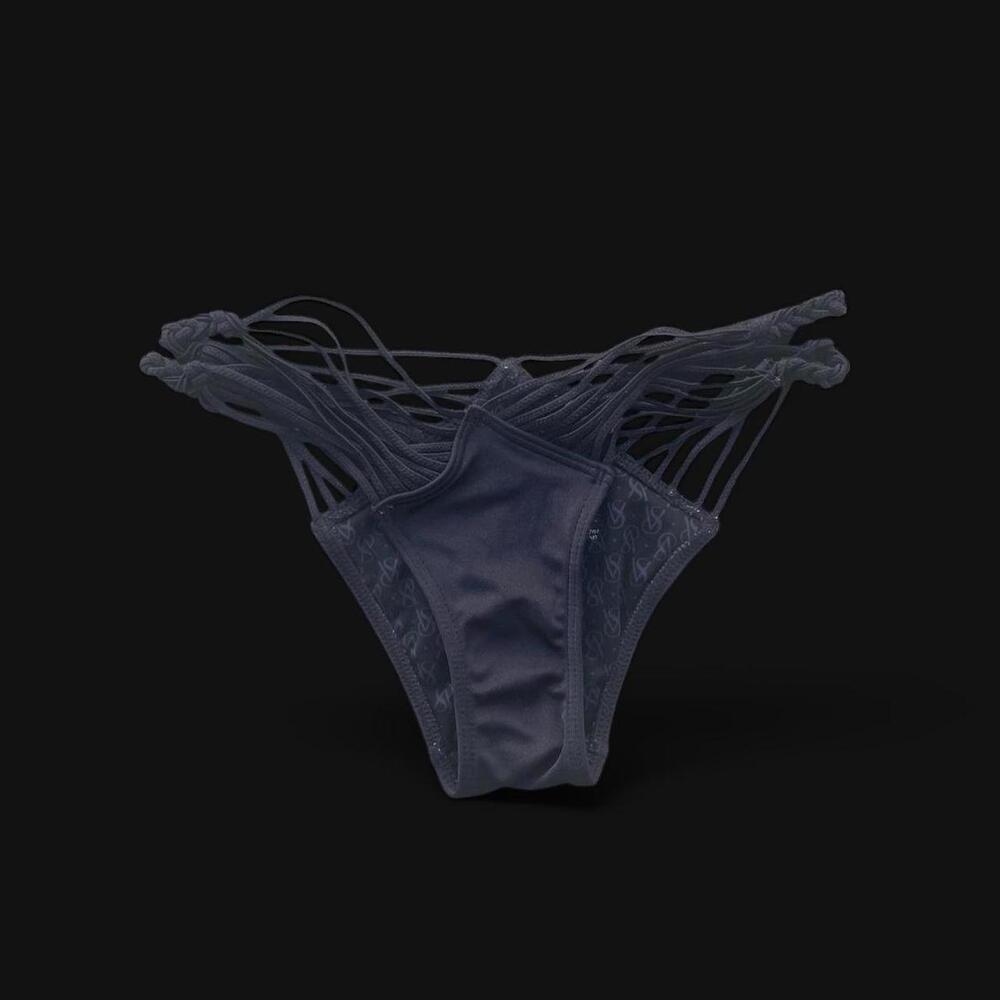 cheeky black macrame bikini bottoms